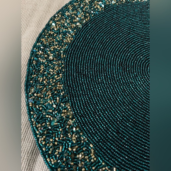 Teal and gold beaded placemats (set of 6) - Picture 2 of 7
